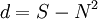 d = S - N^2 \,\!
